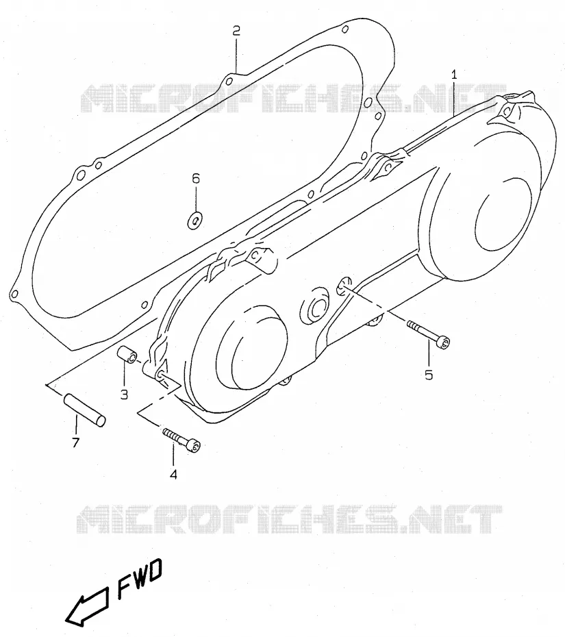 LEFT CRANKCASE COVER (model K1) Suzuki SCOOTER 50 KATANA 2000  AY50Y(V/W/X/Y)
