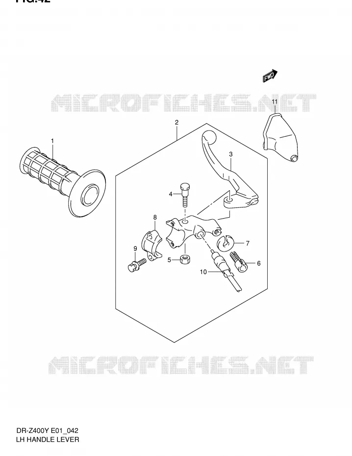 LEFT LEVER - HANDGRIP (DR-Z400EY/EK1/EK2/EK3/EK4 E1,DR-Z400EY P37) Suzuki MOTO 400 DR-Z 2002  DR-Z400K2(E1)