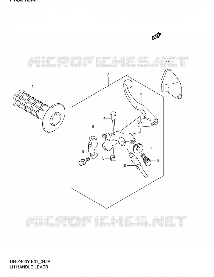 LEFT LEVER - HANDGRIP (DR-Z400EY/EK1/EK2/EK3/EK4 E24) Suzuki MOTO 400 DR-Z 2002  DR-Z400EK2(E1)