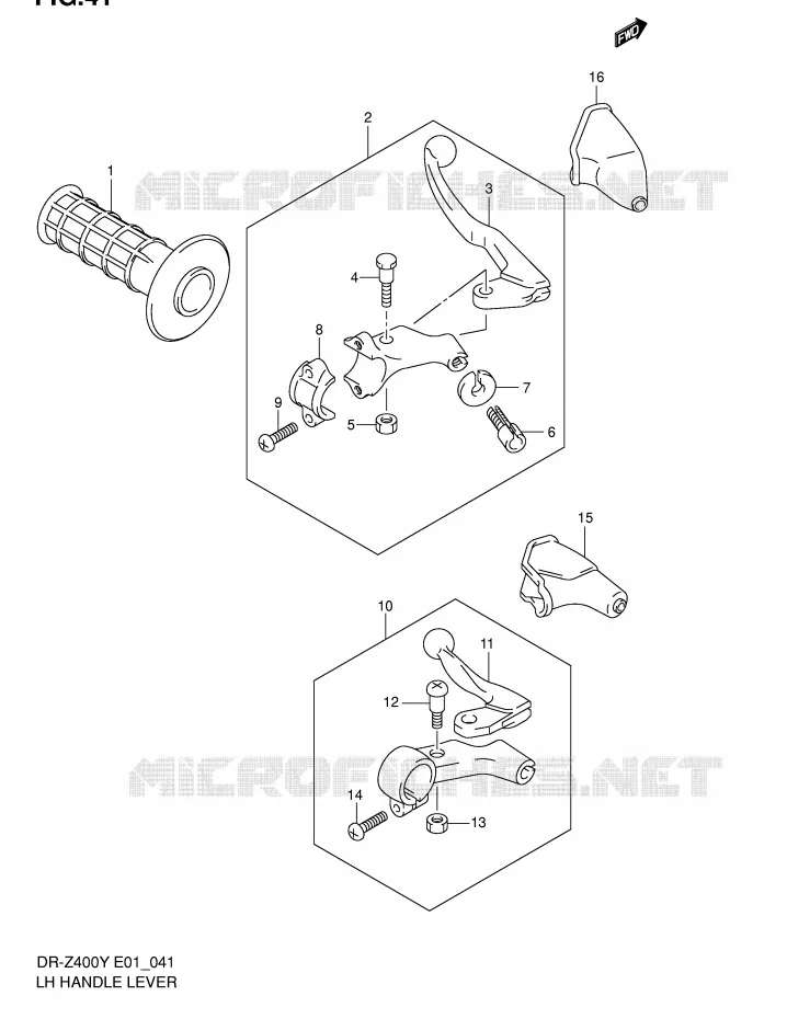 LEFT LEVER - HANDGRIP (DR-Z400Y/K1/K2/K3/K4 E1) Suzuki MOTO 400 DR-Z 2001  DR-Z400K1(E1)