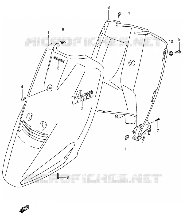 LEG SHIELD (MODEL T/V/X/Y) Suzuki SCOOTER 100 ADDRESS 1997  AG100V(E71)