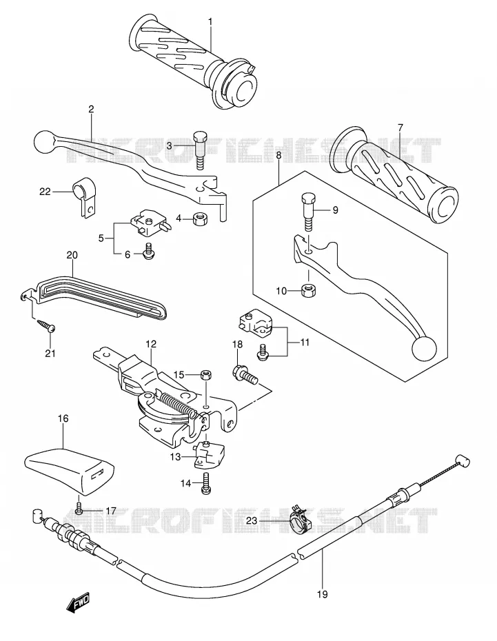 LEVERS - HANDGRIPS (MODEL K3) Suzuki SCOOTER 250 BURGMAN 2005  AN250K5(E2)