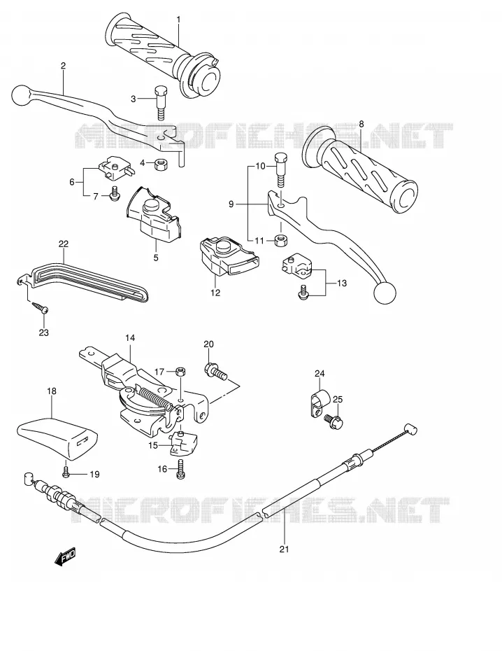 LEVERS - HANDGRIPS (MODEL K4/K5/K6) Suzuki SCOOTER 250 BURGMAN 2003  AN250K3(E2)