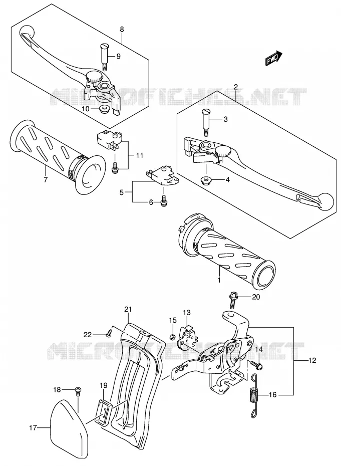 LEVERS - HANDGRIPS (MODEL K5) Suzuki SCOOTER 650 BURGMAN 2004  AN650AK4(E2)