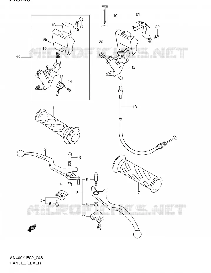 LEVERS - HANDGRIPS (MODEL X/Y) Suzuki SCOOTER 400 BURGMAN 2000  AN400Y(E2)