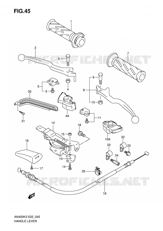LEVERS - HANDGRIPS Suzuki SCOOTER 400 BURGMAN 2006  AN400SK6(E2)