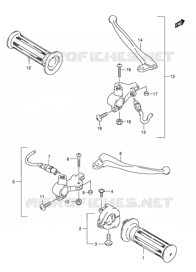 LEVERS - HANDGRIPS Suzuki SCOOTER 50 AE 1994  AE50KR(E1)
