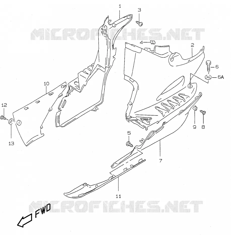 LOWER FAIRING (model K1) Suzuki SCOOTER 50 KATANA 2000  AY50Y(V/W/X/Y)