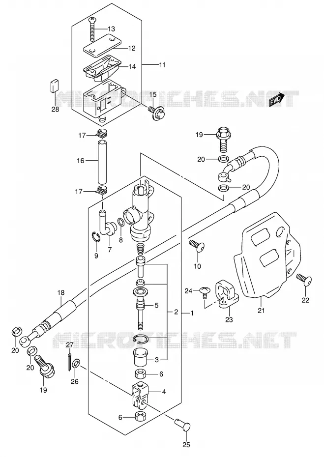REAR BRAKE MASTER CYLINDER Suzuki MOTO 400 DR-Z 2007  DR-Z400EK7(E3/E28)