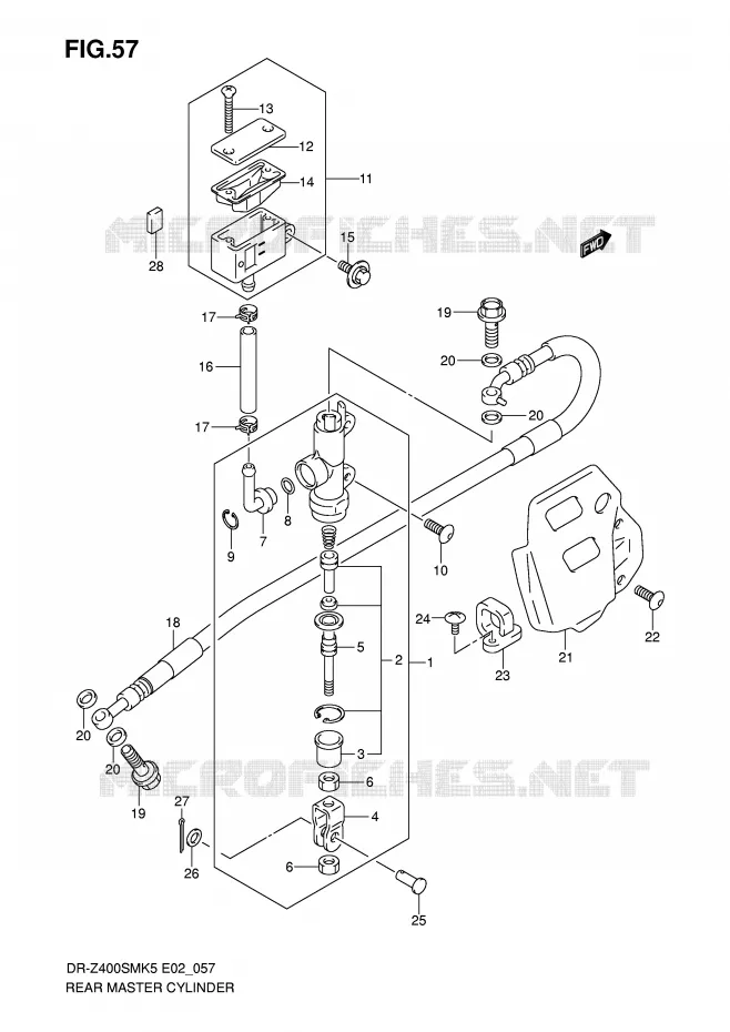 REAR BRAKE MASTER CYLINDER Suzuki MOTO 400 DR-Z 2007  DR-Z400SMK7(E2)