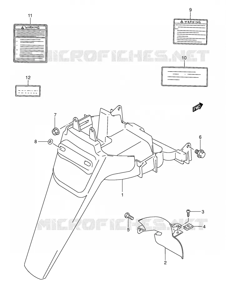 REAR FENDER / LABEL Suzuki SCOOTER 50 AJ 1994  AJ50S(E29)