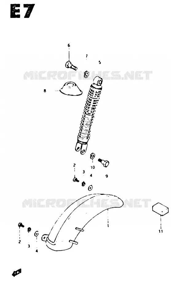 REAR FENDER - REAR SHOCK ABSORBER Suzuki SCOOTER 80 CS 1982  CS50Z(Z/D)
