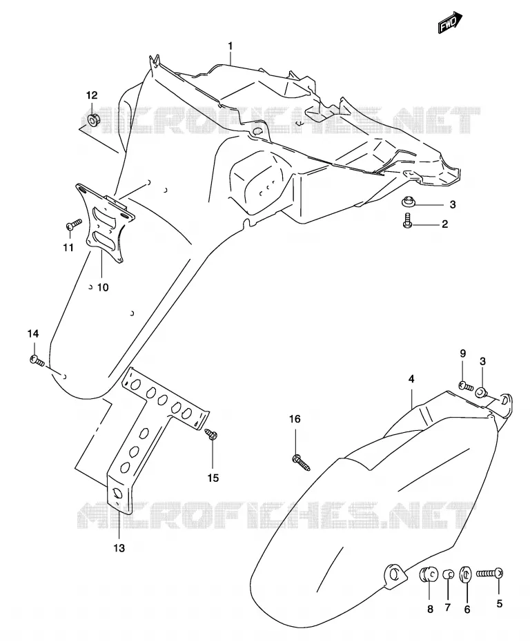 REAR FENDER (MODEL K1/K2) Suzuki SCOOTER 50 KATANA 2002  AY50WRK2(P19)