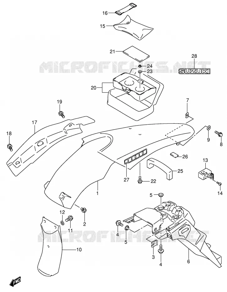 REAR FENDER (MODEL K2/K3/K4) Suzuki MOTO 400 DR-Z 2002  DR-Z400SK2(E3/E28)