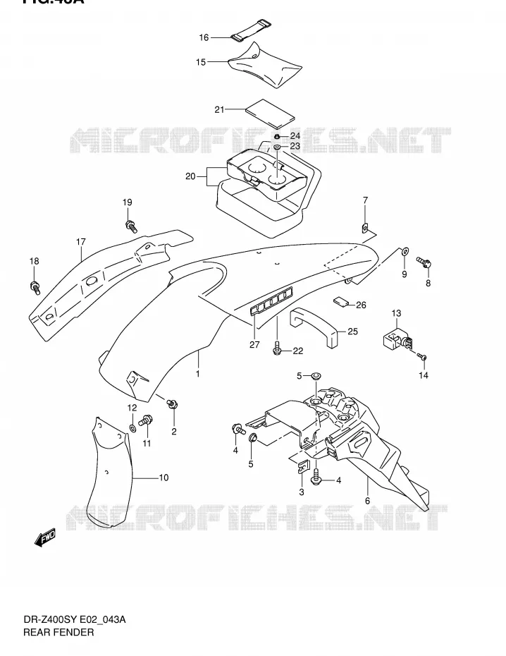 REAR FENDER (MODEL K2/K3) Suzuki MOTO 400 DR-Z 2002  DR-Z400SK2(E2)