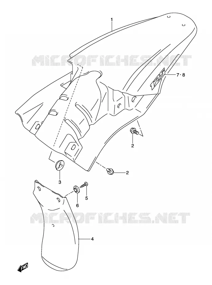 REAR FENDER (MODEL K3) Suzuki MOTO 125 DR-Z 2004  DR-Z125K4(E3/E28)