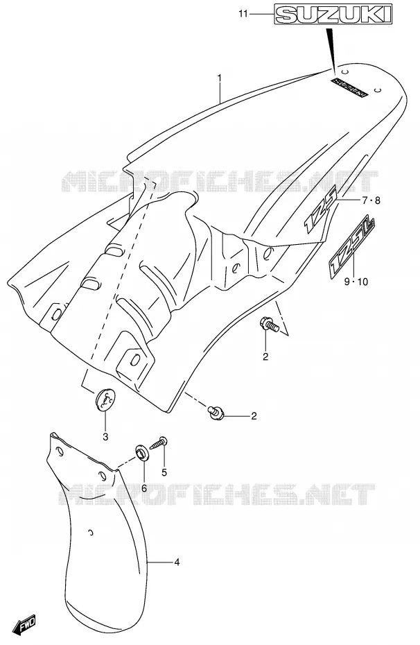 REAR FENDER (MODEL K4/K5/K6) Suzuki MOTO 125 DR-Z 2003  DR-Z125LK3(E3/E28)