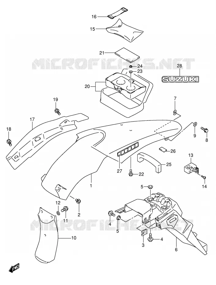 REAR FENDER (MODEL K4) Suzuki MOTO 400 DR-Z 2003  DR-Z400SK3(E2)