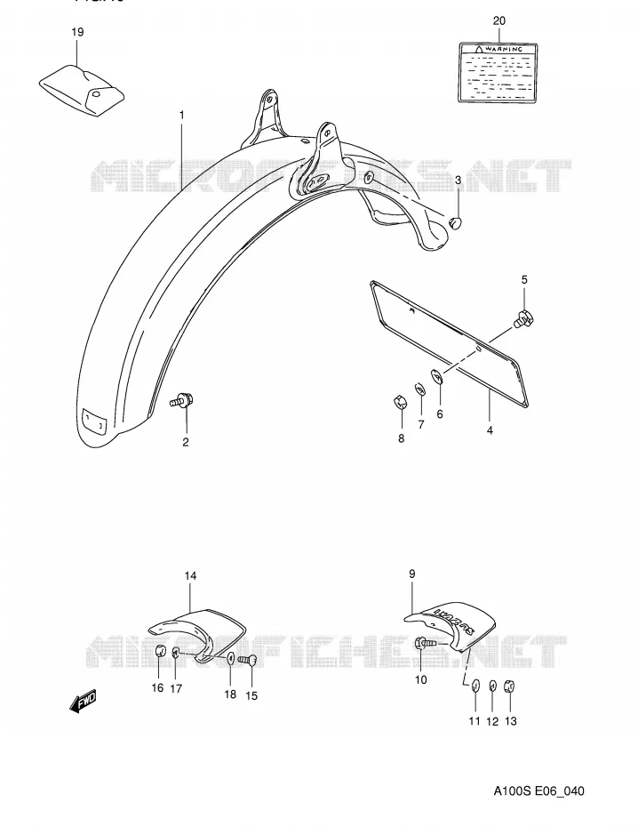 REAR FENDER Suzuki MOTO 100 A100 1994  A100R(E6)