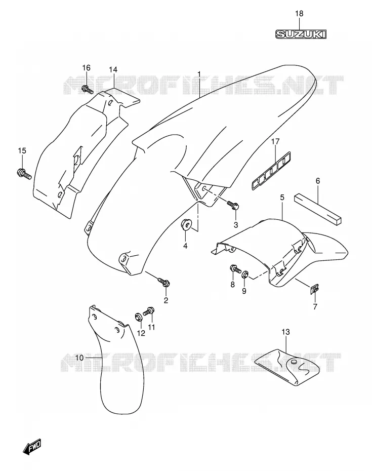 REAR FENDER Suzuki MOTO 400 DR-Z 2005  DR-Z400EK5(E3/E28)