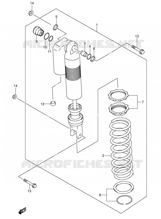 REAR SHOCK ABSORBER (E1,P37) Suzuki MOTO 400 DR-Z 2007  DR-Z400EK7(E1)