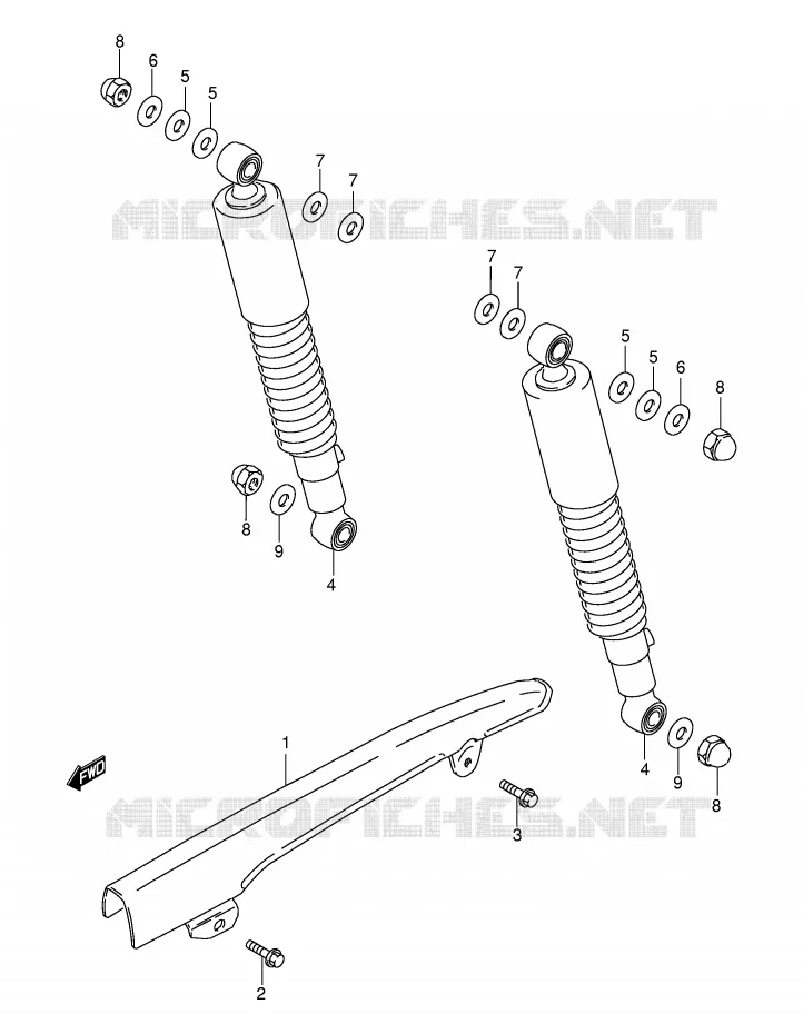 REAR SHOCK ABSORBER (E71,E94,P9,P94) Suzuki MOTO 115 AP 1999  AX115X(E71)