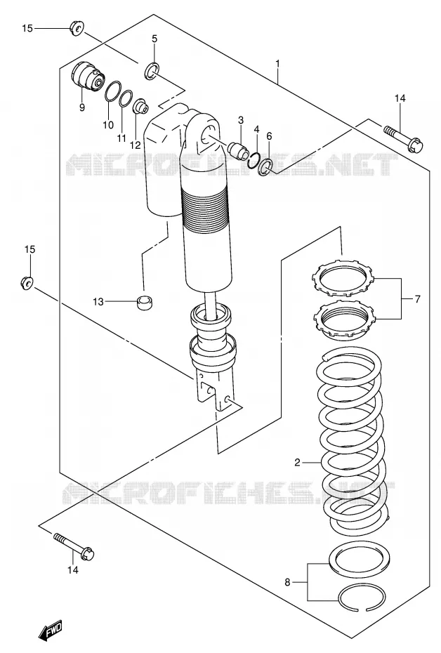 REAR SHOCK ABSORBER (SEE NOTE) Suzuki MOTO 400 DR-Z 2002  DR-Z400K2(E1)