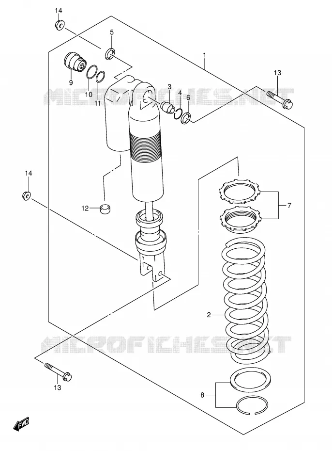 REAR SHOCK ABSORBER Suzuki MOTO 400 DR-Z 2007  DR-Z400EK7(E3/E28)