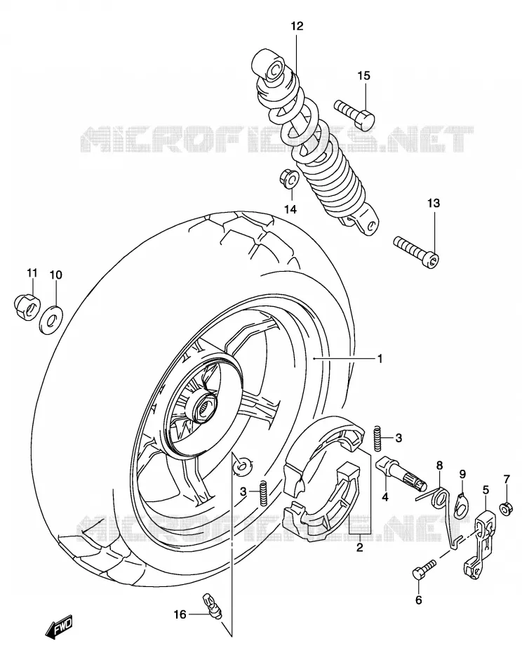 REAR WHEEL (MODEL AY50) Suzuki SCOOTER 50 KATANA 2003  AY50SK3(P19)