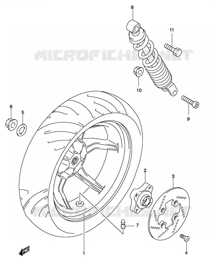 REAR WHEEL (MODEL AY50WK4) Suzuki SCOOTER 50 KATANA 2002  AY50WRK2(P19)