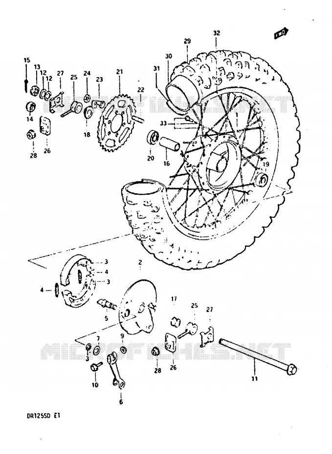REAR WHEEL Suzuki MOTO 125 DR 1982  DR125SZ(Z/D)