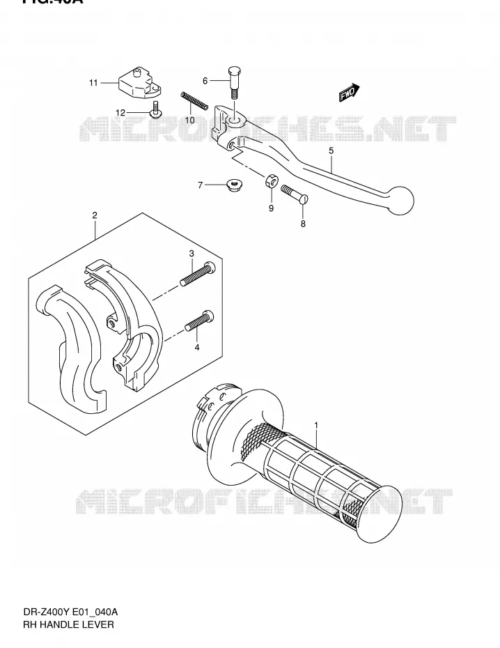 RIGHT LEVER - HANDGRIP (DR-Z400E E24) Suzuki MOTO 400 DR-Z 2003  DR-Z400K3(E1)
