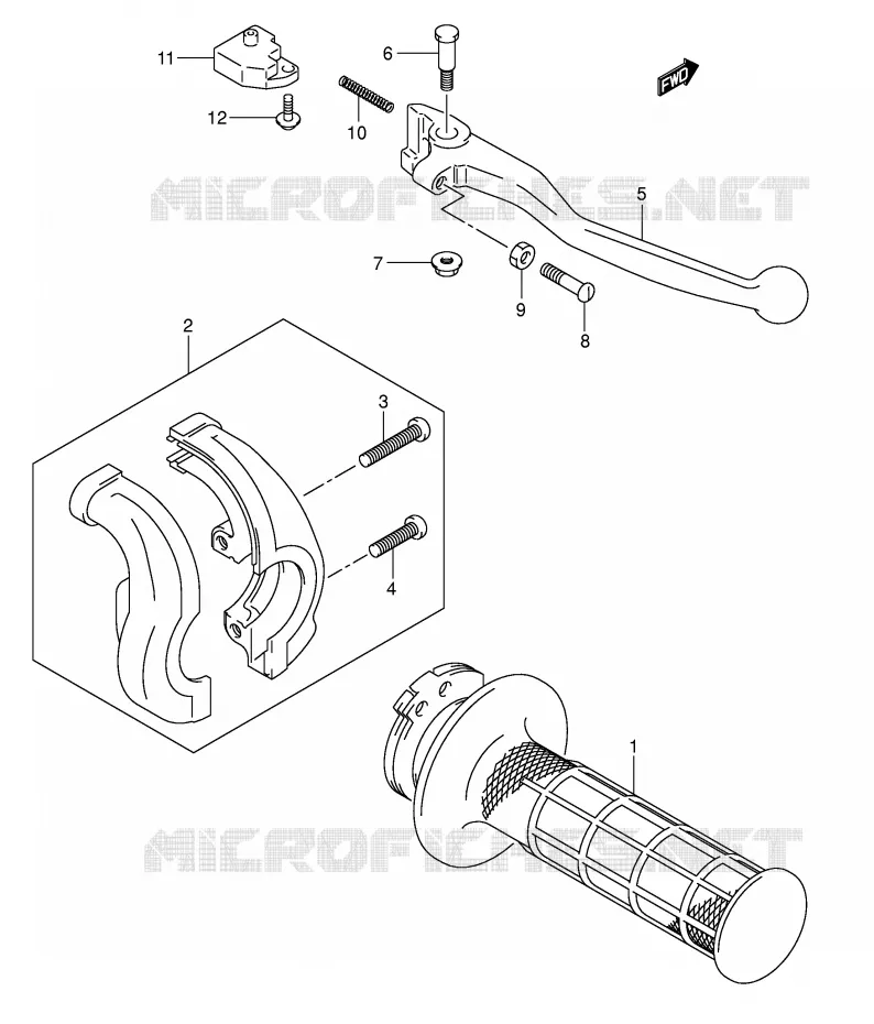 RIGHT LEVER - HANDGRIP (E24) Suzuki MOTO 400 DR-Z 2006  DR-Z400EK6(E1)