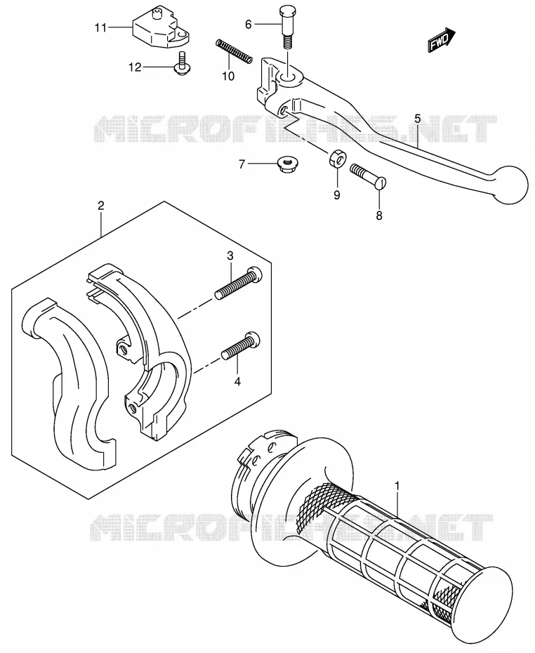 RIGHT LEVER - HANDGRIP Suzuki MOTO 400 DR-Z 2003  DR-Z400SK3(E3/E28)