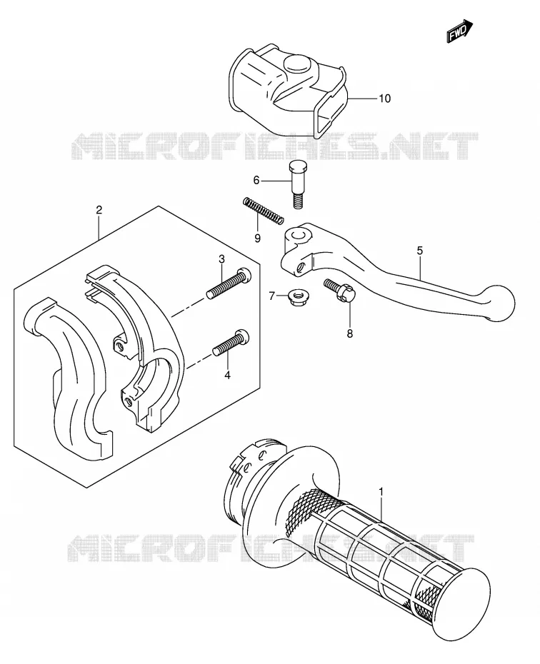 RIGHT LEVER - HANDGRIP Suzuki MOTO 400 DR-Z 2005  DR-Z400EK5(E3/E28)