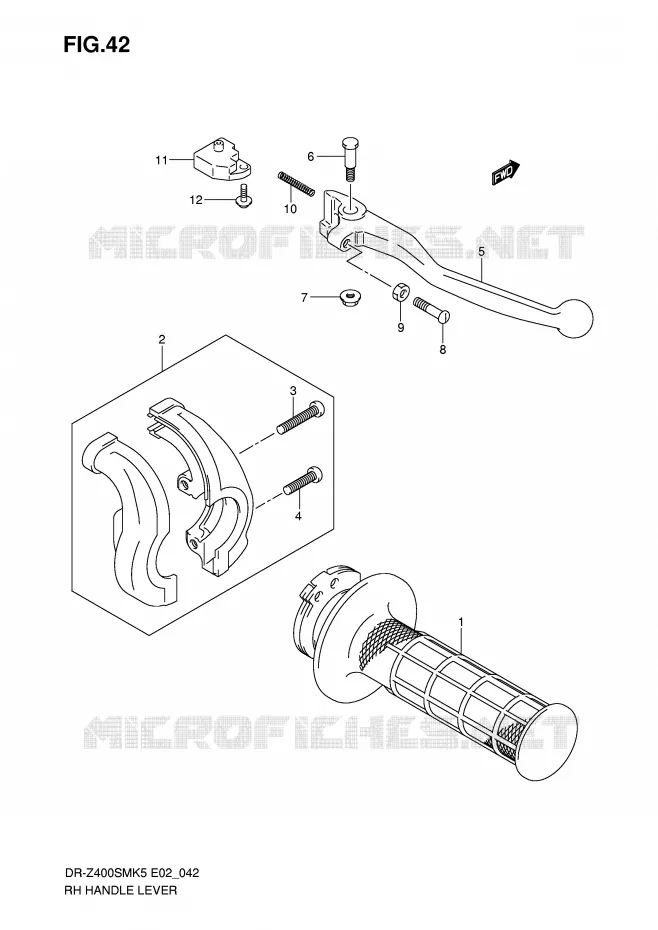 RIGHT LEVER - HANDGRIP Suzuki MOTO 400 DR-Z 2006  DR-Z400SMUK6(E2)