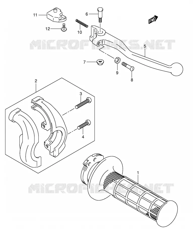 RIGHT LEVER - HANDGRIP Suzuki MOTO 400 DR-Z 2009  DR-Z400SK9(E2)