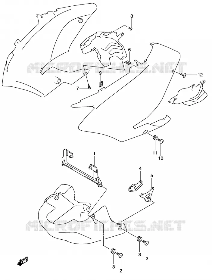 SIDE COWL INSTALLATION PARTS Suzuki MOTO 1000 V-STROM 2004  DL1000K4(E2)