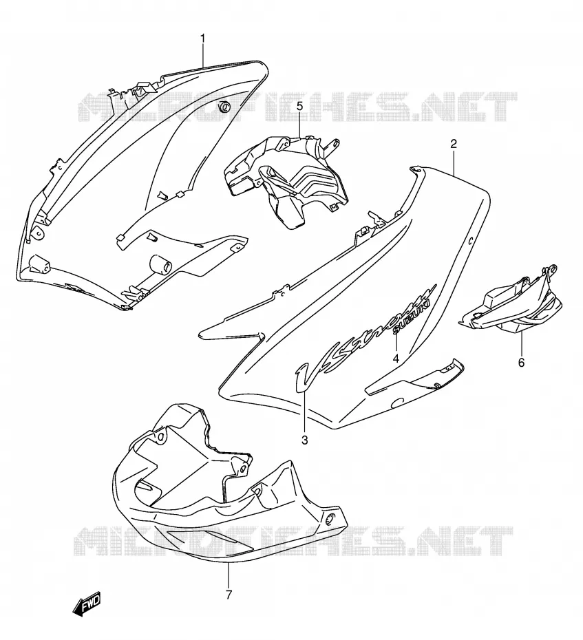 SIDE FAIRING (MODEL K3) Suzuki MOTO 1000 V-STROM 2004  DL1000K4(E2)