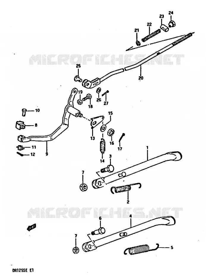 STAND - REAR BRAKE Suzuki MOTO 125 DR 1984  DR125SE