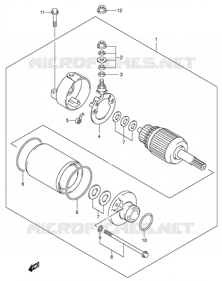 STARTER MOTOR (DR-Z400EY/EK1/EK2/EK3/EK4) Suzuki MOTO 400 DR-Z 2002  DR-Z400EK2(E1)