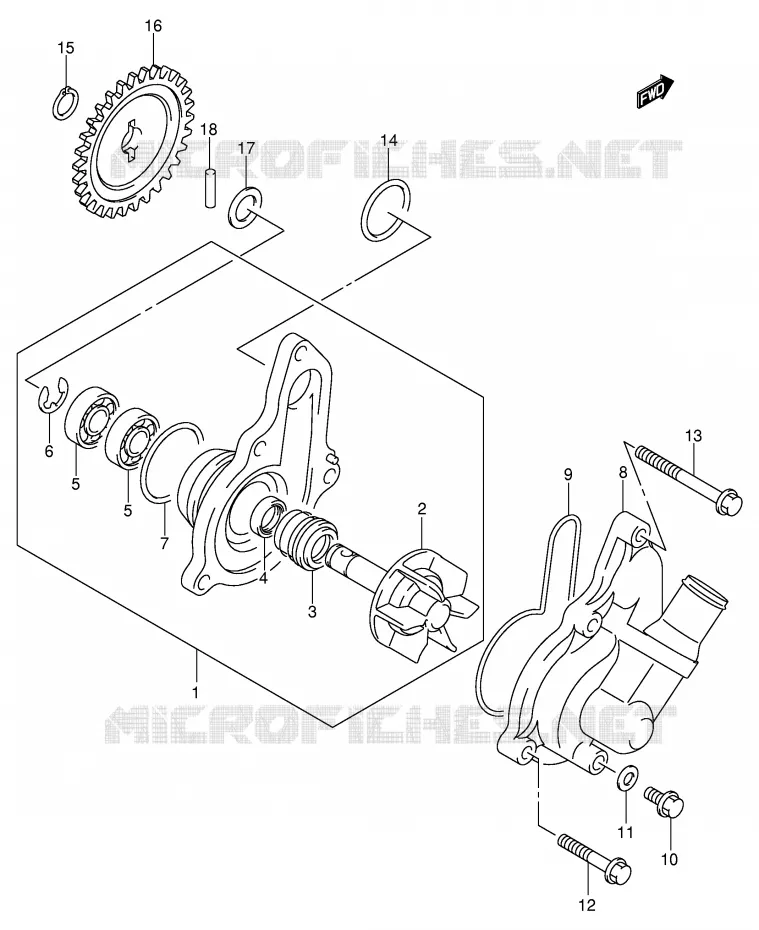 WATER PUMP Suzuki MOTO 400 DR-Z 2001  DR-Z400SK1(E2)