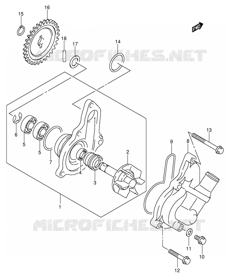 WATER PUMP Suzuki MOTO 400 DR-Z 2001  DR-Z400SK1(E3/E28)