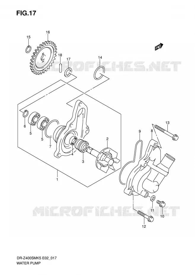 WATER PUMP Suzuki MOTO 400 DR-Z 2007  DR-Z400SMK7(E2)