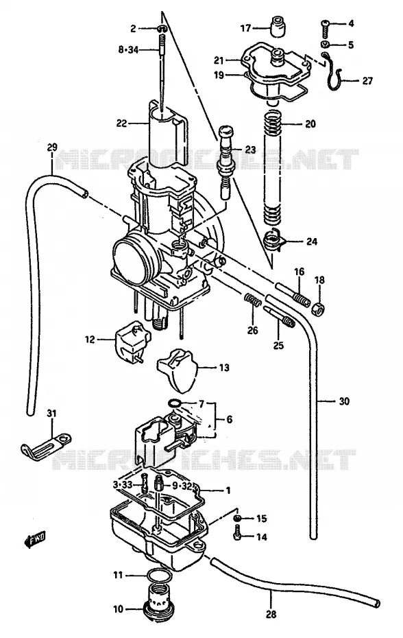 CARBURETOR (MODEL J) Suzuki MOTO 125 RM 1987  RM125H(G/H/J)