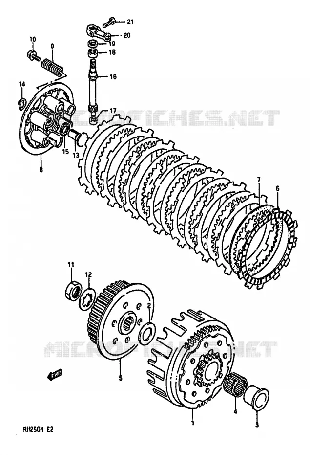 CLUTCH (MODEL K/L/M) Suzuki MOTO 250 RM 1990  RM250L(K/L/M/N)