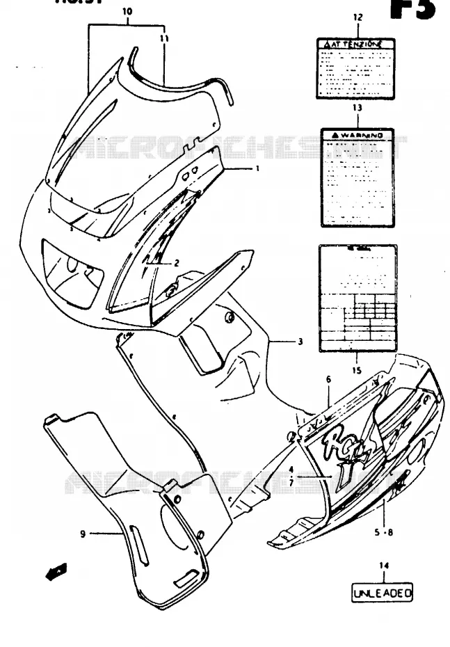 COWLING BOOY (MODEL P ILE) Suzuki MOTO 125 RG 1994  RG125FR(N/P/R)