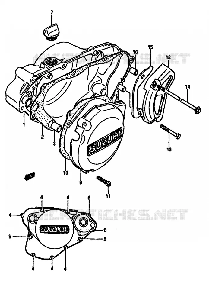 CRANKCASE COVER Suzuki MOTO 125 RM 1985  RM125F(E/F)