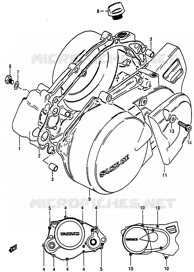 CRANKCASE COVER Suzuki MOTO 50 RG 1984  RG50WE(D/E/F/1/G/J/K)