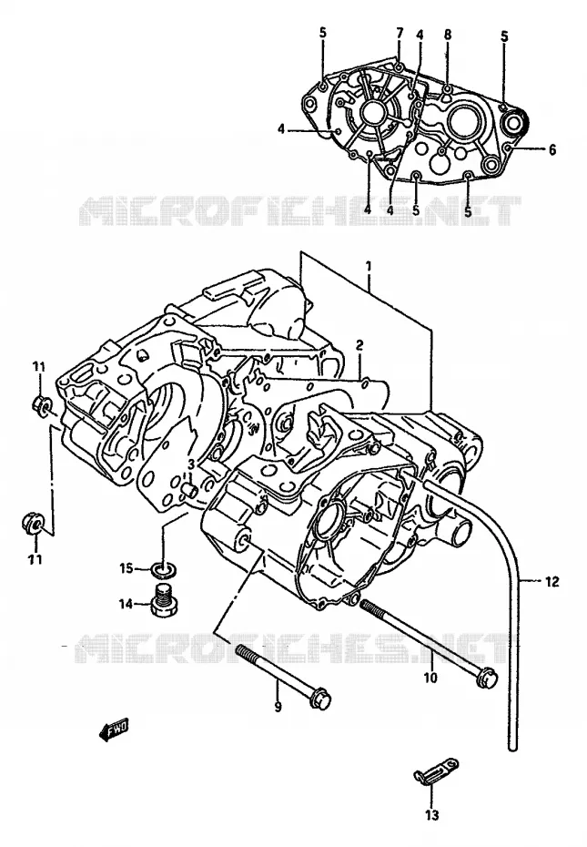 CRANKCASE (MODEL H/J) Suzuki MOTO 125 RM 1987  RM125H(G/H/J)